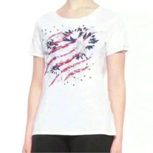 North River Graphic Printed Slub T-Shirt Short Sleeve in White Size Large NWT